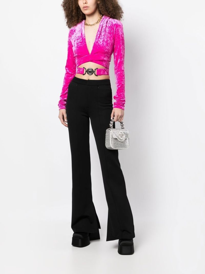Pink Medusa Buckle Crossover Crop Top