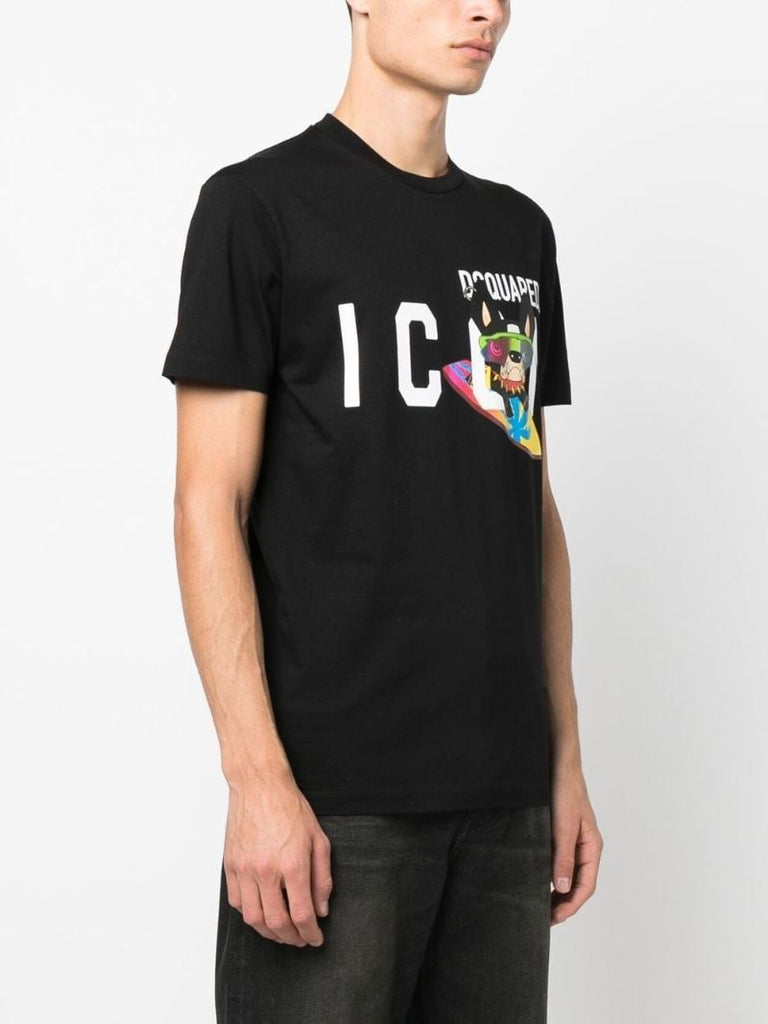 Black Icon Graphic Print T-shirt