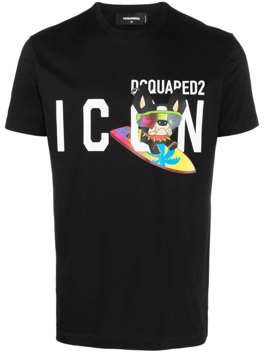 Black Icon Graphic Print T-shirt