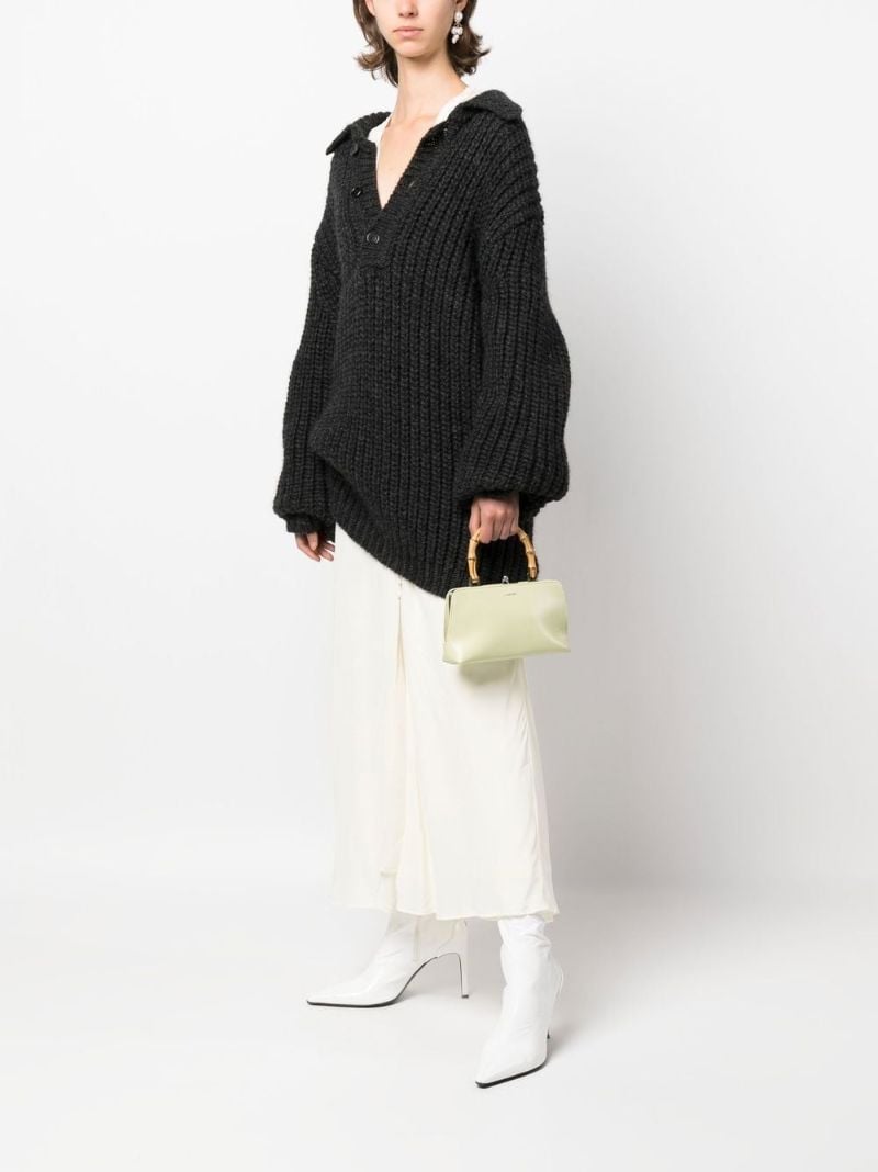 Green Goji Leather Top Handle Bag
