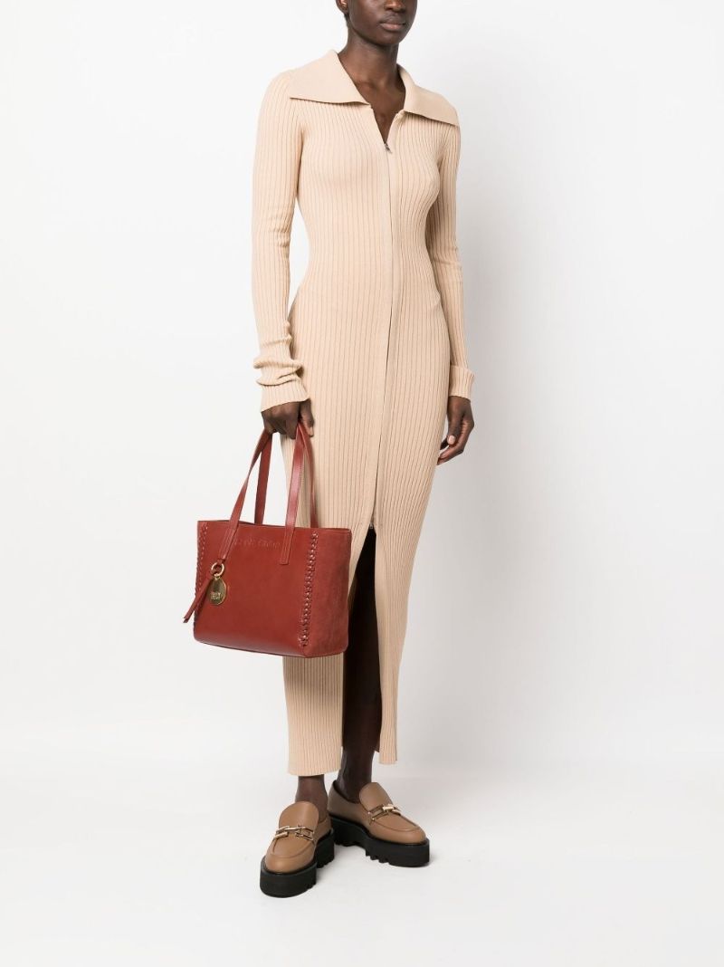 Brown Tilda Braided Trim Leather Tote Bag