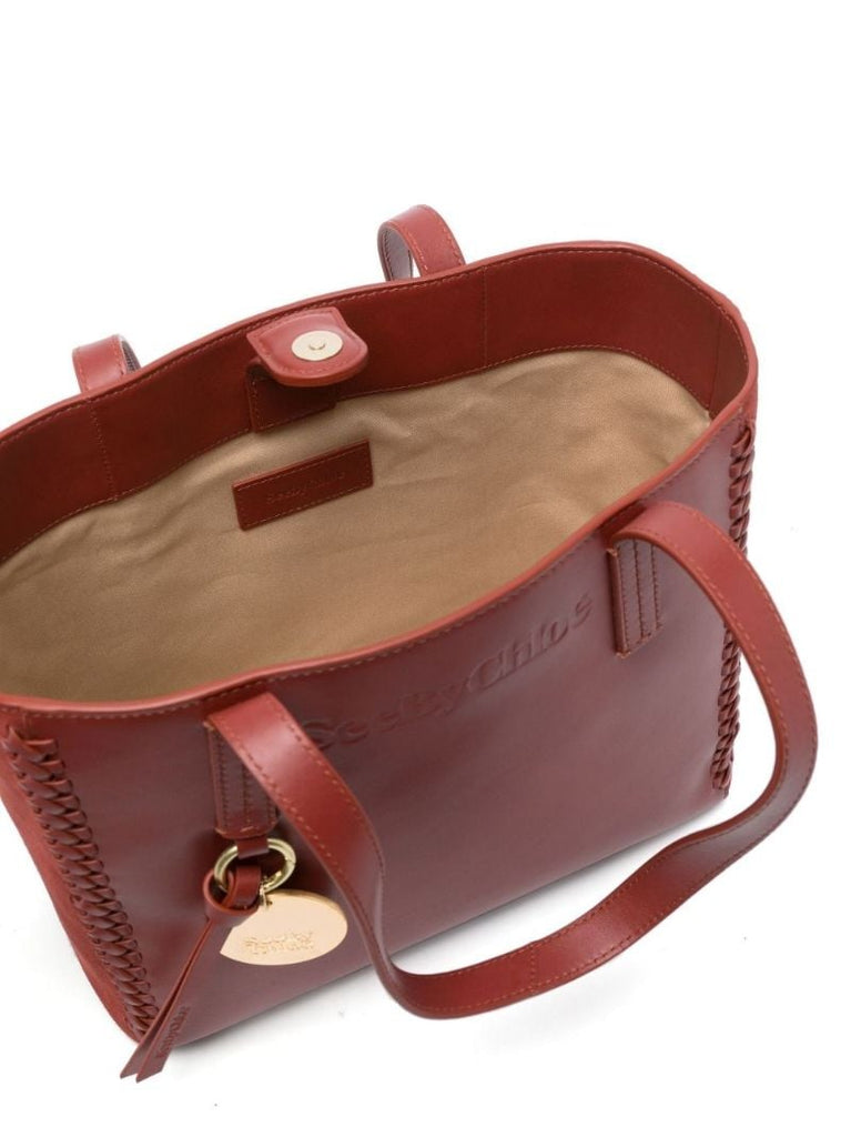 Brown Tilda Braided Trim Leather Tote Bag