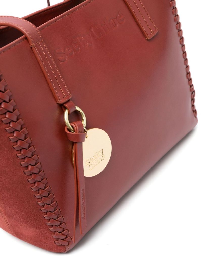 Brown Tilda Braided Trim Leather Tote Bag