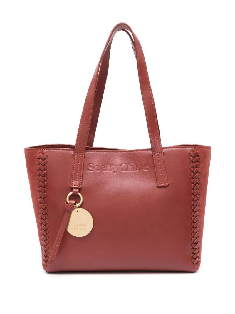 Brown Tilda Braided Trim Leather Tote Bag