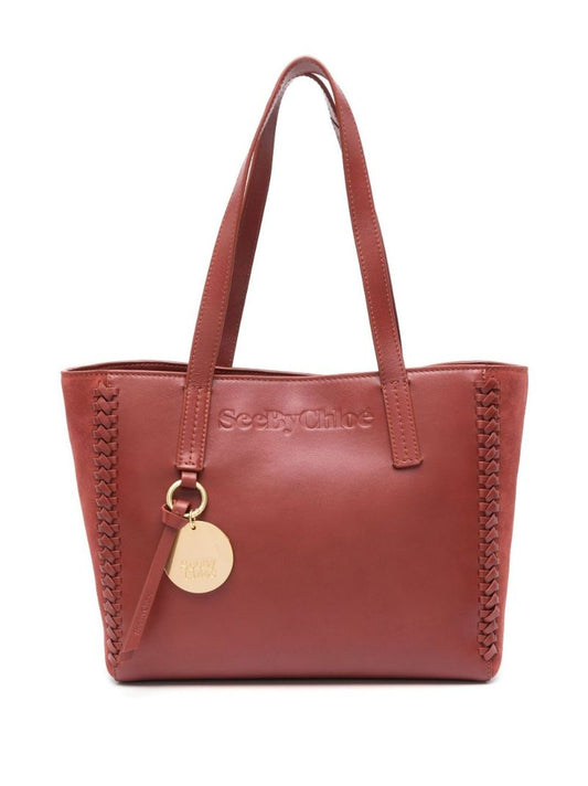 Brown Tilda Braided Trim Leather Tote Bag
