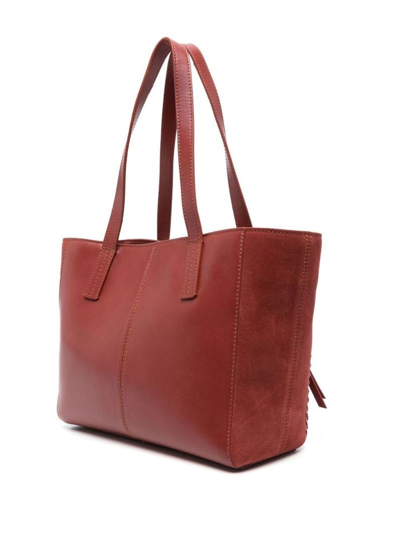 Brown Tilda Braided Trim Leather Tote Bag