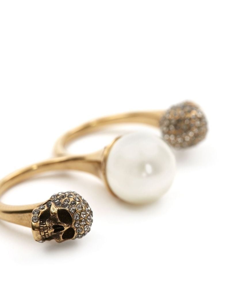 Skull Crystal-embellished Double Ring
