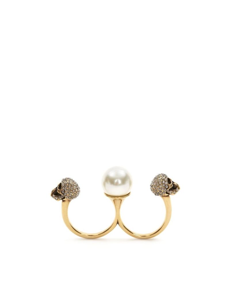 Skull Crystal-embellished Double Ring