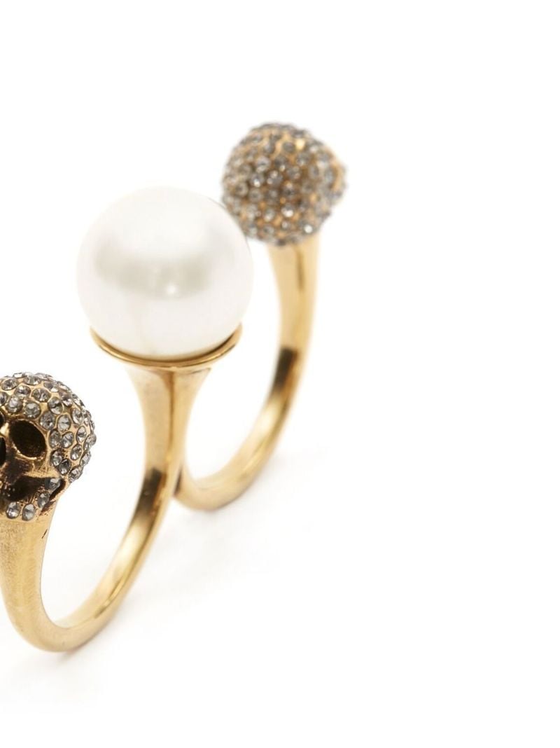 Skull Crystal-embellished Double Ring