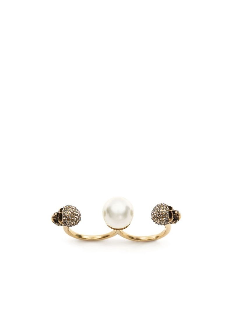 Skull Crystal-embellished Double Ring