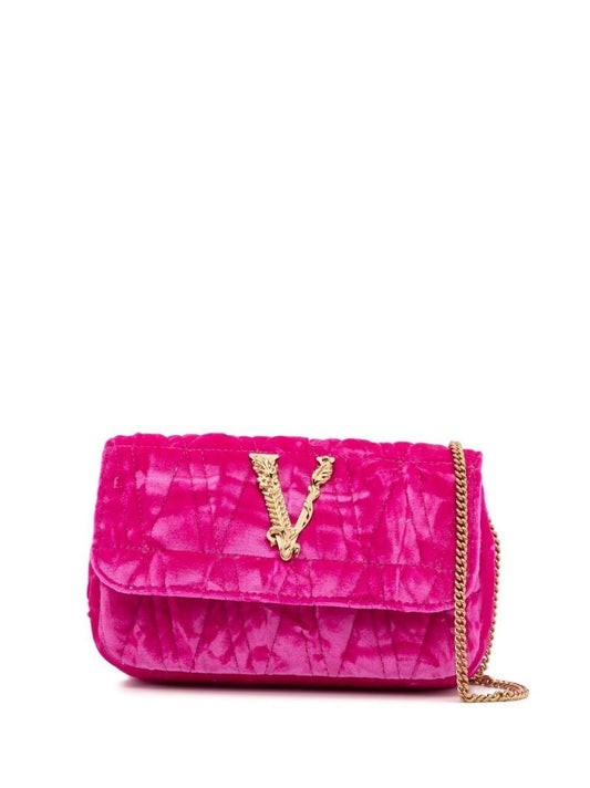 Pink Virtus Quilted Velvet Mini Bag