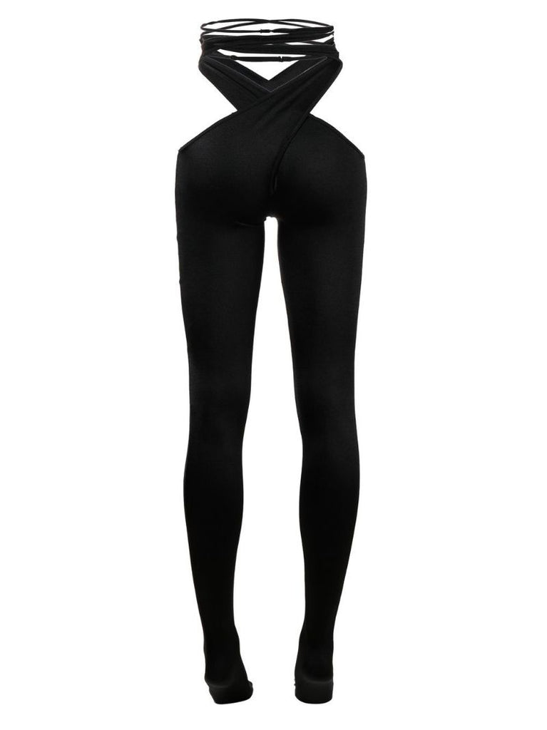 Black Cut-out Lace-up Tights