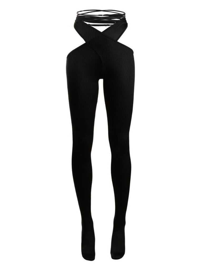 Black Cut-out Lace-up Tights