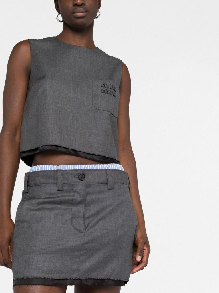 Grey Wool Mini Skirt