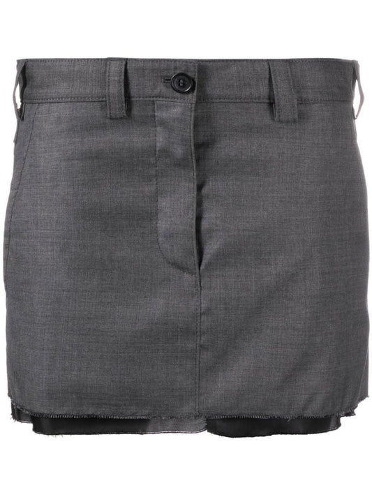 Grey Wool Mini Skirt