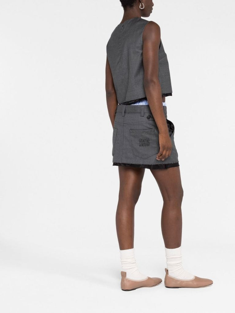 Grey Wool Mini Skirt