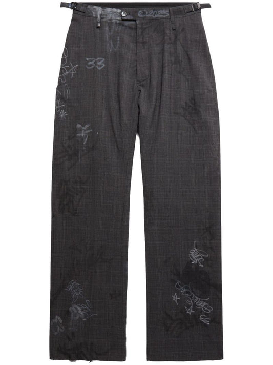 Black Graffiti Skater Tailored Trousers