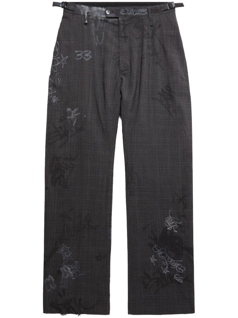 Black Graffiti Skater Tailored Trousers