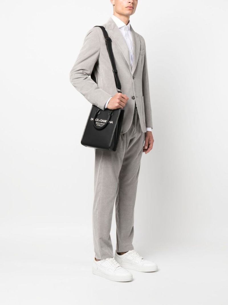 Black Raised Logo Small Tote Bag