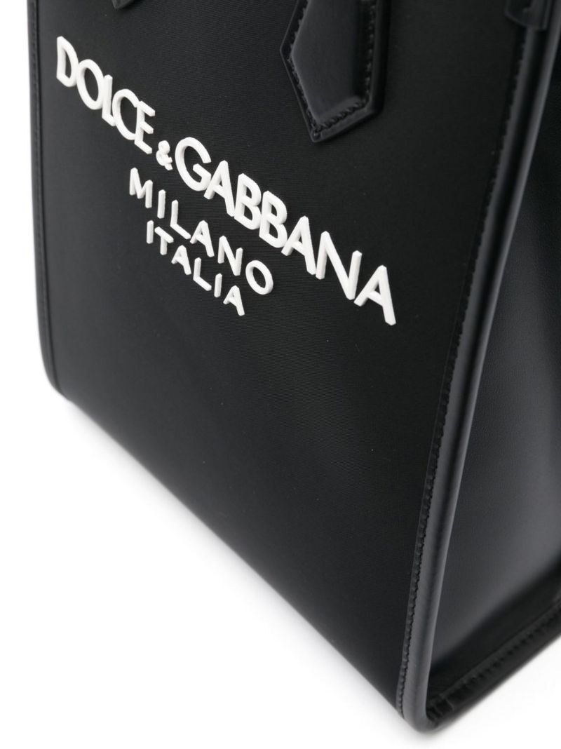 Black Raised Logo Small Tote Bag