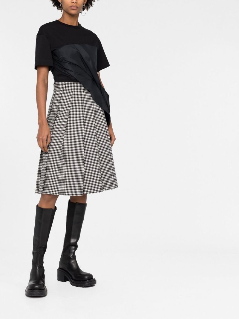 Black Ruched Detail Asymmetric Top
