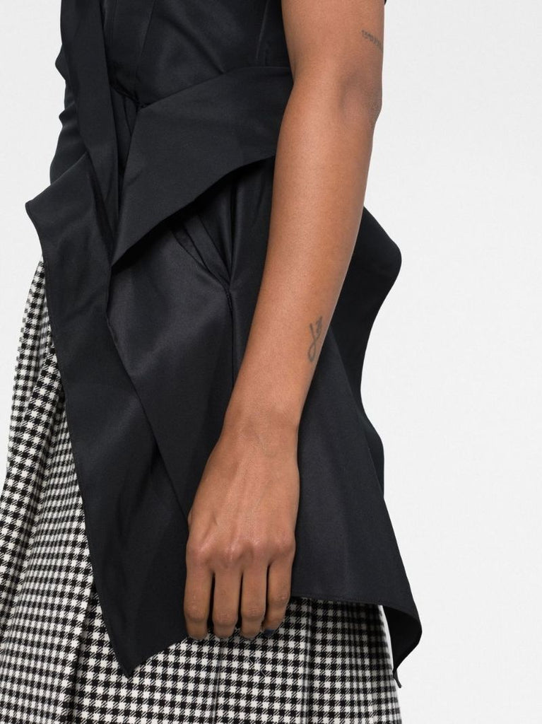 Black Ruched Detail Asymmetric Top