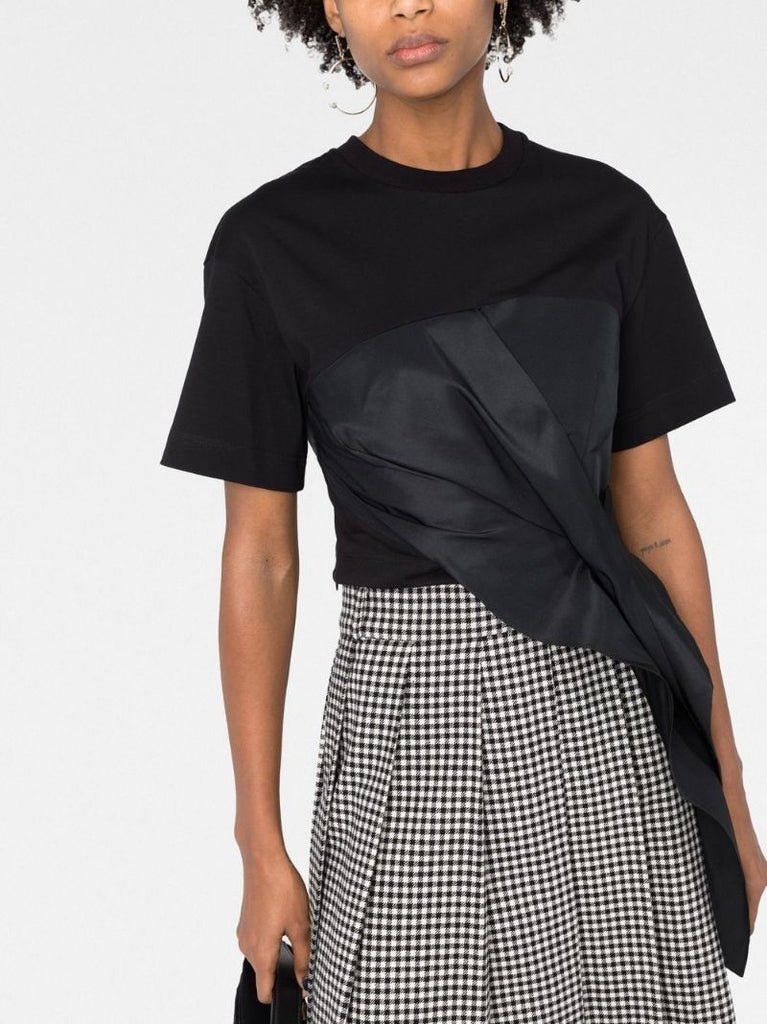 Black Ruched Detail Asymmetric Top
