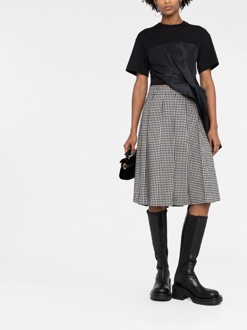 Black Ruched Detail Asymmetric Top