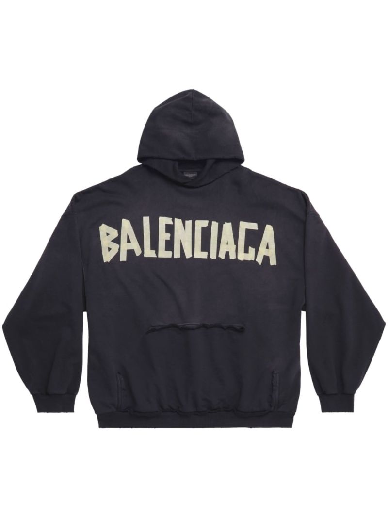 Black Tape Type Logo Cotton Hoodie