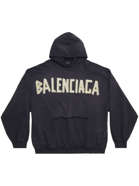 Black Tape Type Logo Cotton Hoodie