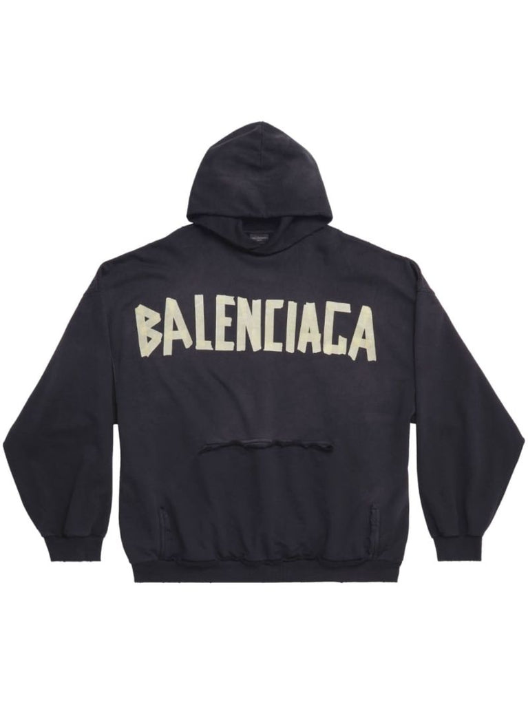 Black Tape Type Logo Cotton Hoodie