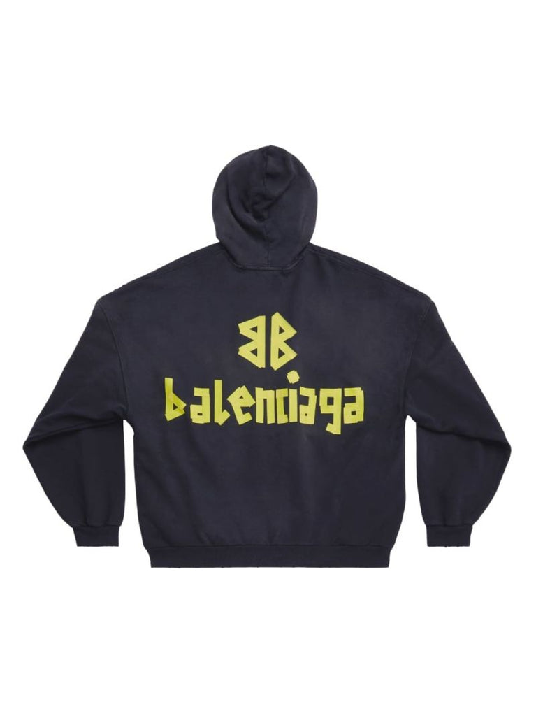 Black Tape Type Logo Cotton Hoodie