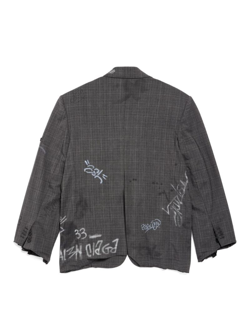 Grey Heather Prince of Wales Wool Blazer