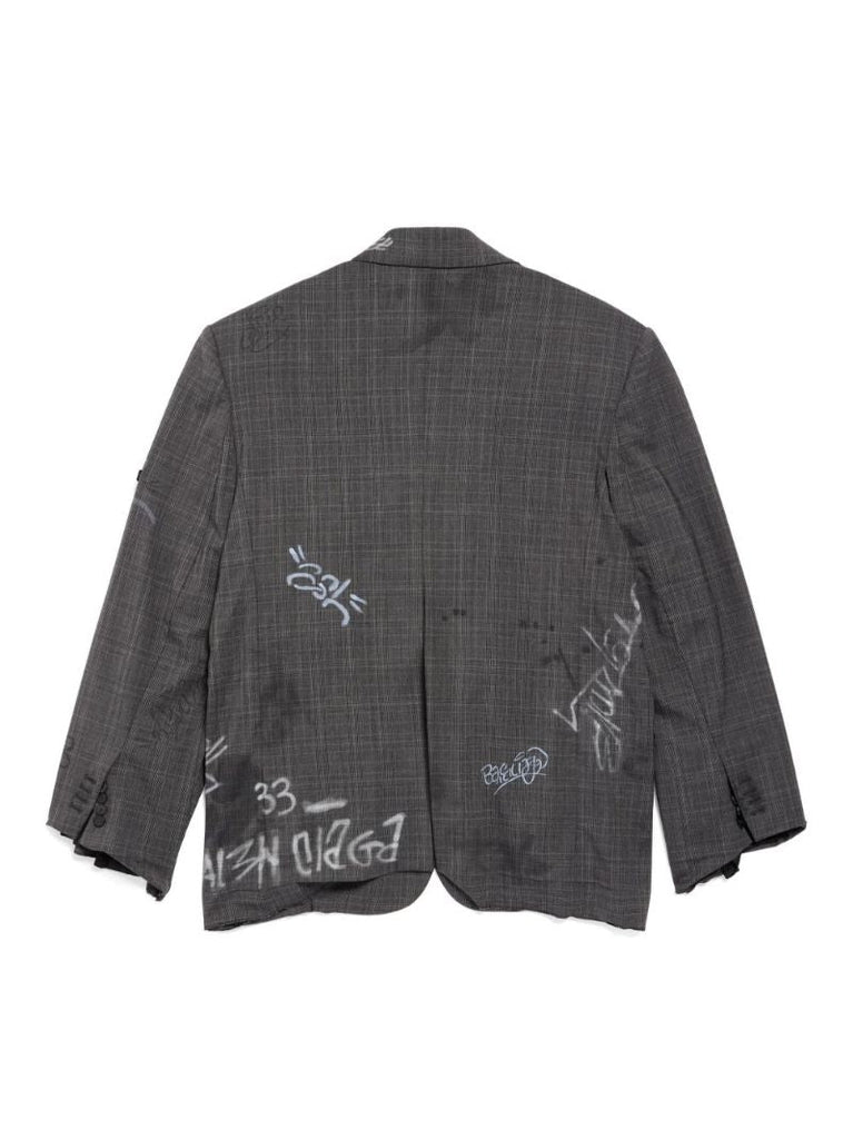Grey Heather Prince of Wales Wool Blazer