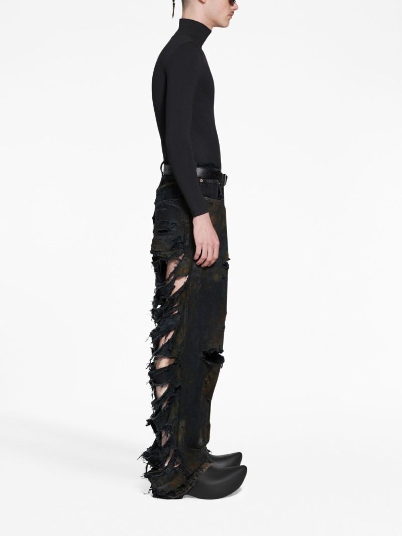 Black Super Destroyed Baggy Jeans