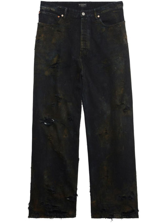 Black Super Destroyed Baggy Jeans