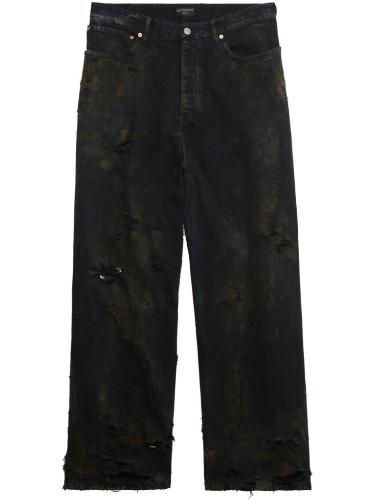 Black Super Destroyed Baggy Jeans