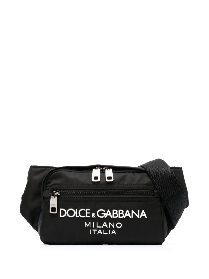 Black Raised Logo Belt Bag
