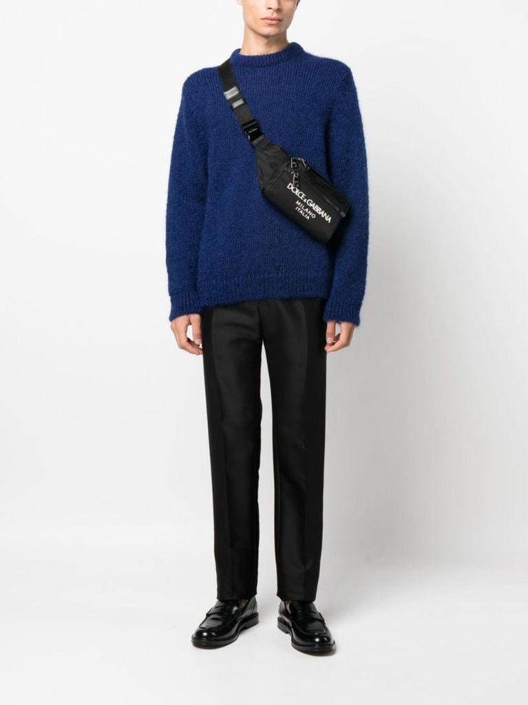 Black Raised Logo Belt Bag