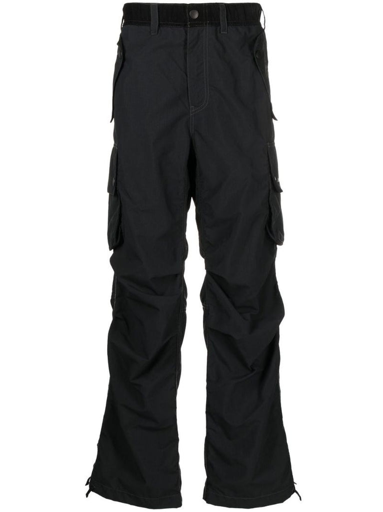 X and Wander Black Straight-leg Cargo Trousers