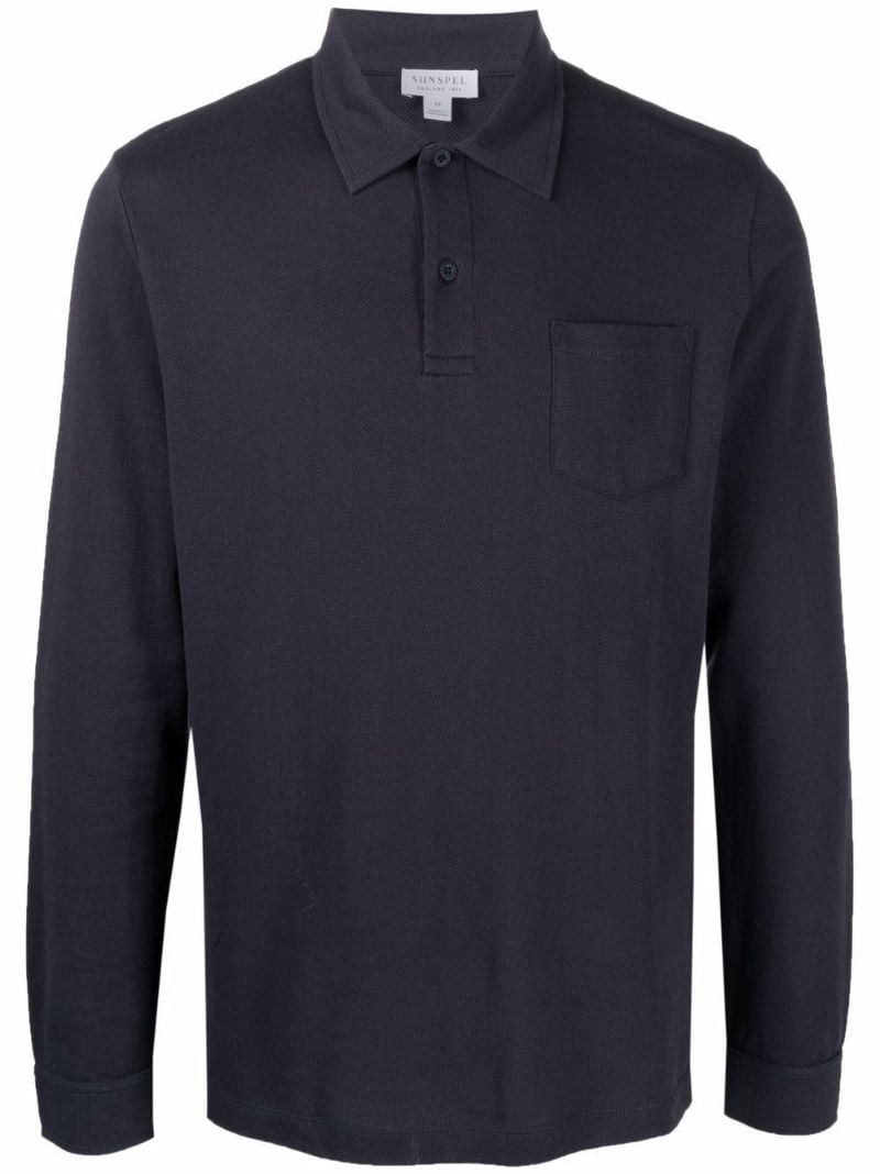Navy Riviera Long Sleeve Polo Shirt