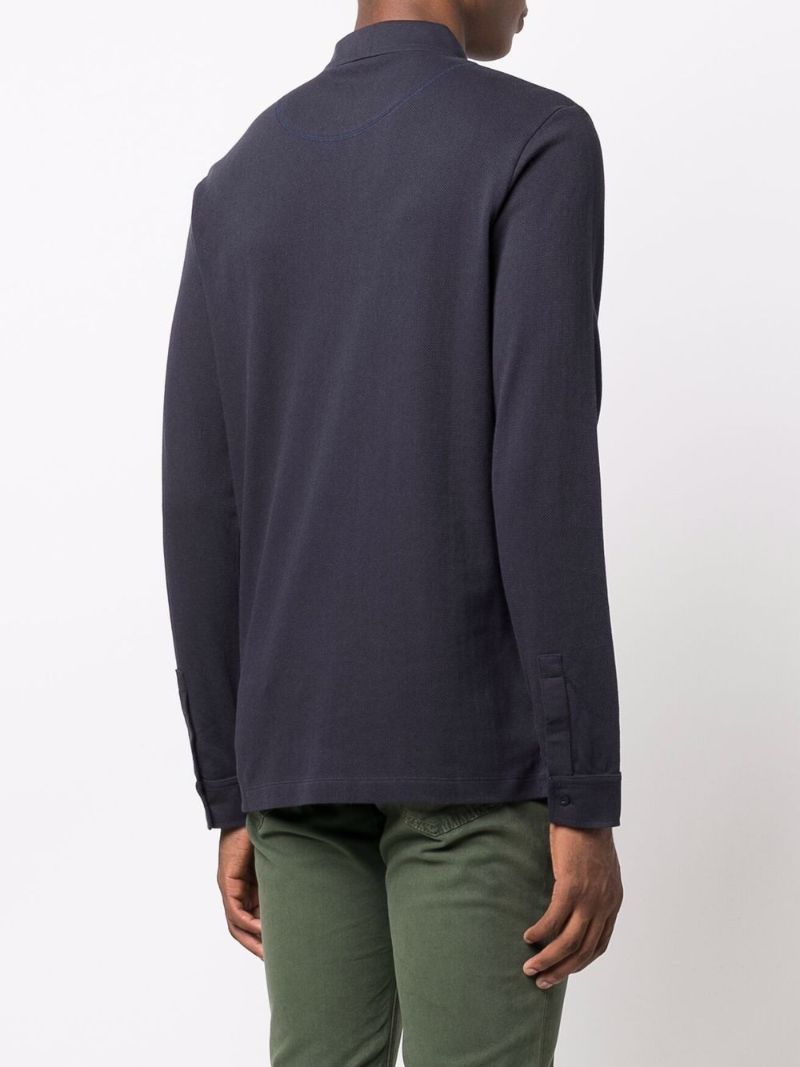 Navy Riviera Long Sleeve Polo Shirt
