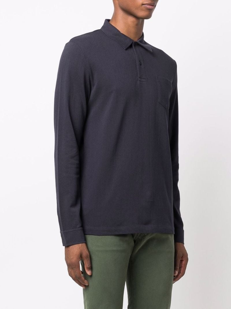 Navy Riviera Long Sleeve Polo Shirt