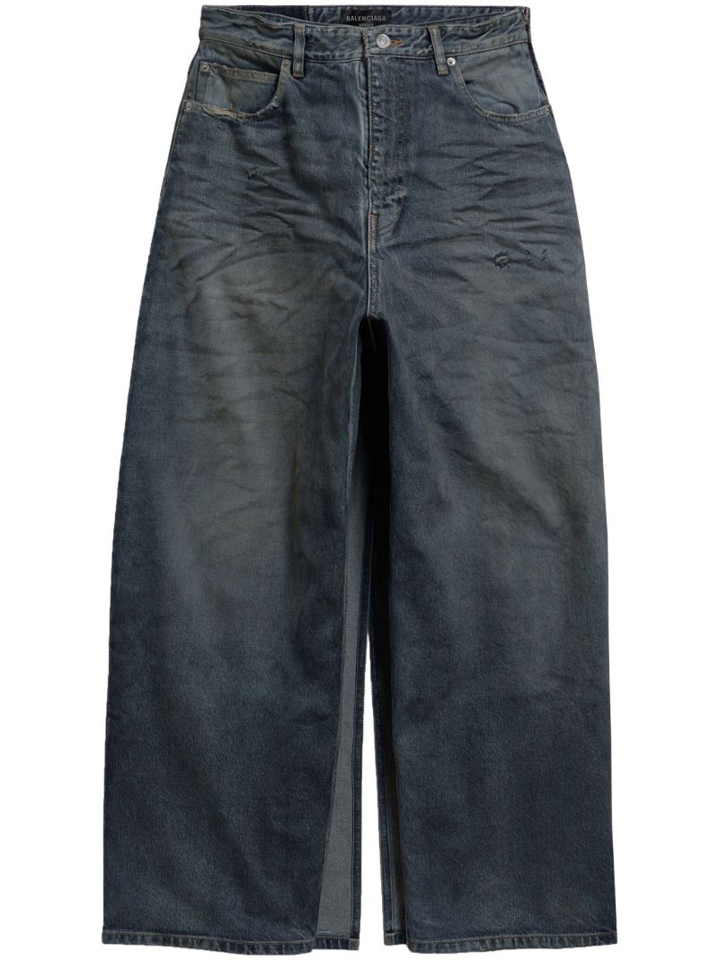 Blue Double-slit Denim Skirt