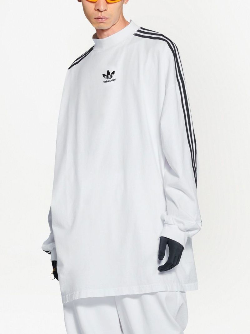 X Adidas White Logo Print Three-stripe Cotton Sweatshirt