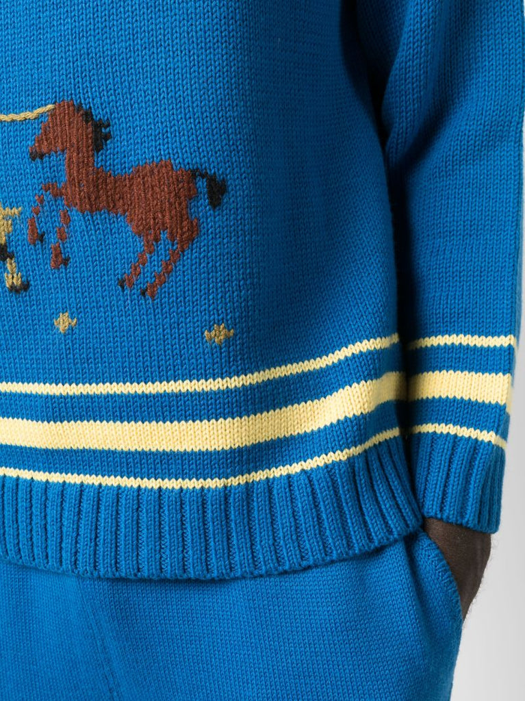 Blue Pony Lasso Embroidered Sweater