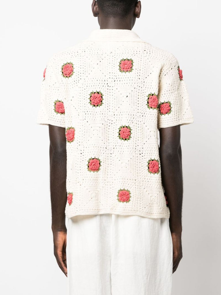 White Rosette Crochet Shirt