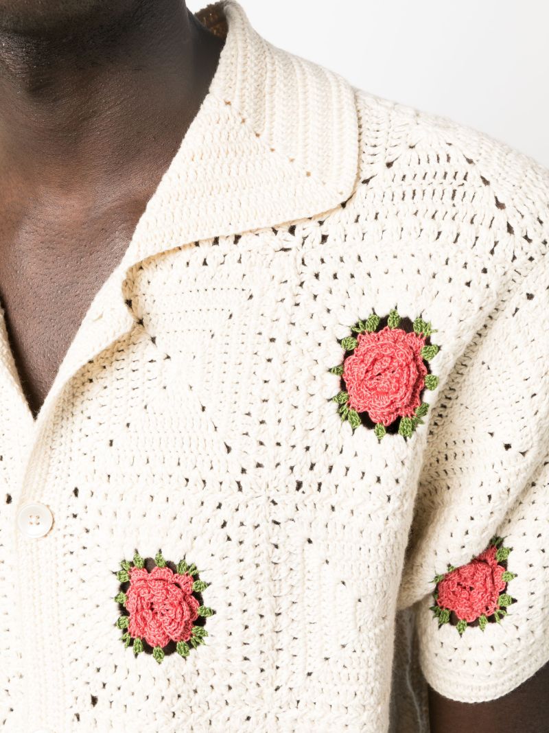 White Rosette Crochet Shirt