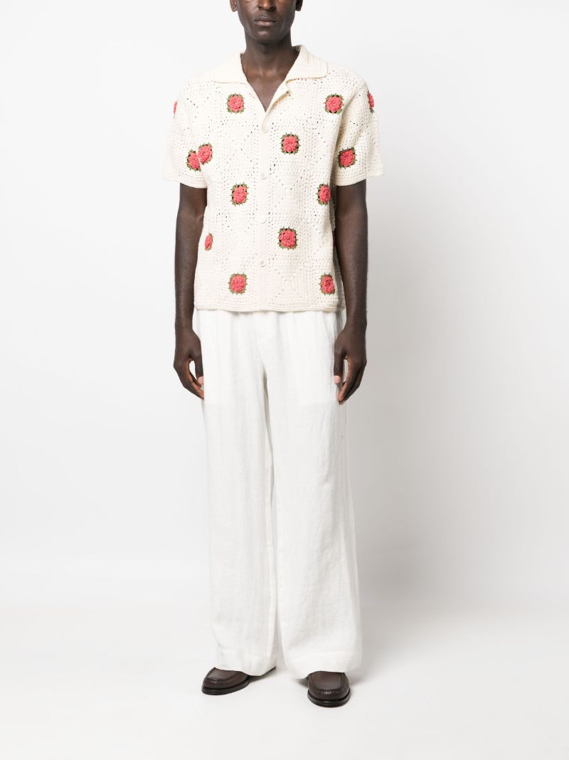 White Rosette Crochet Shirt