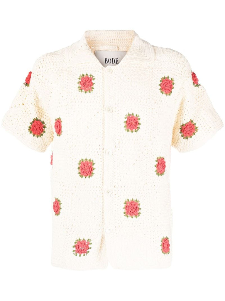 White Rosette Crochet Shirt